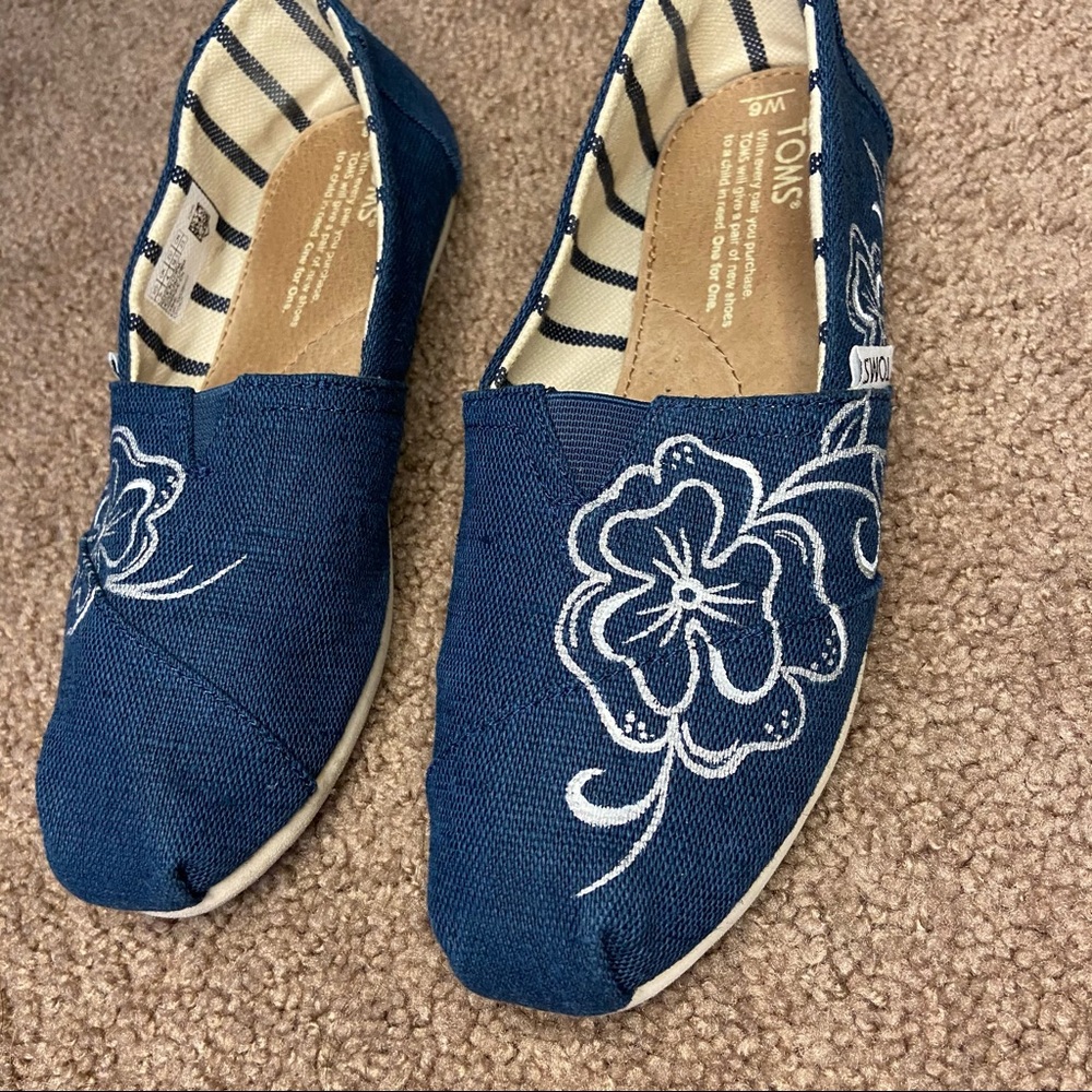 Toms blue slip on shoes 6 - Picture 6 of 9